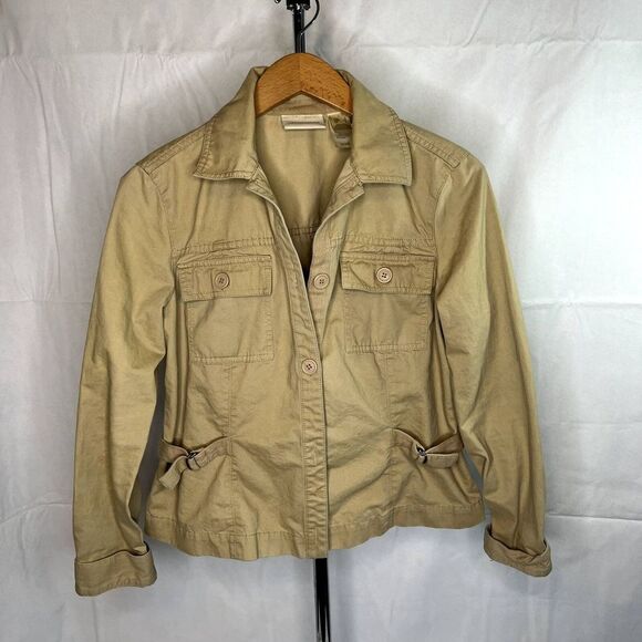 Liz Claiborne Cotton Khaki Utility Field Jacket Size Small - Picture 10 of 10